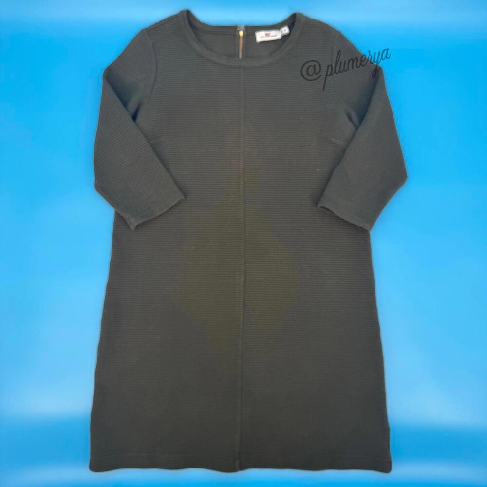 Vineyard Vines Ribbed Ottoman Shift Dress Dark Green Cotton Stretch Size M